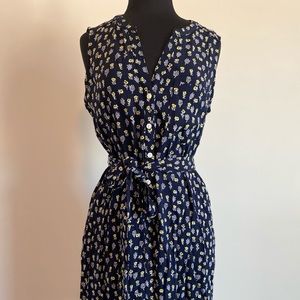 NWT midi sundress- button front self tie waist